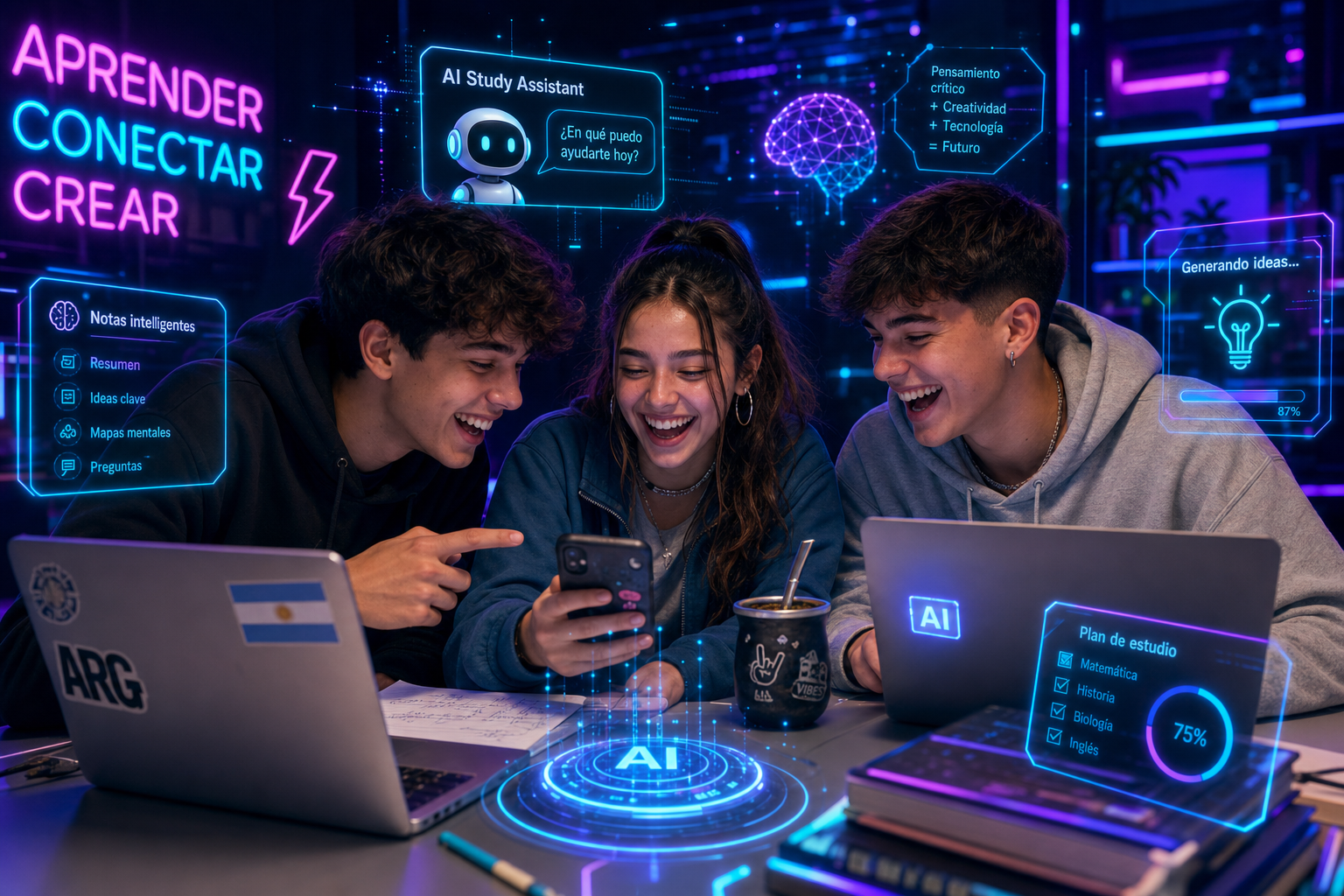 Jóvenes aprendiendo IA